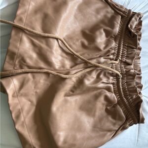 Olivaceous Camel Faux Leather Shorts NWT